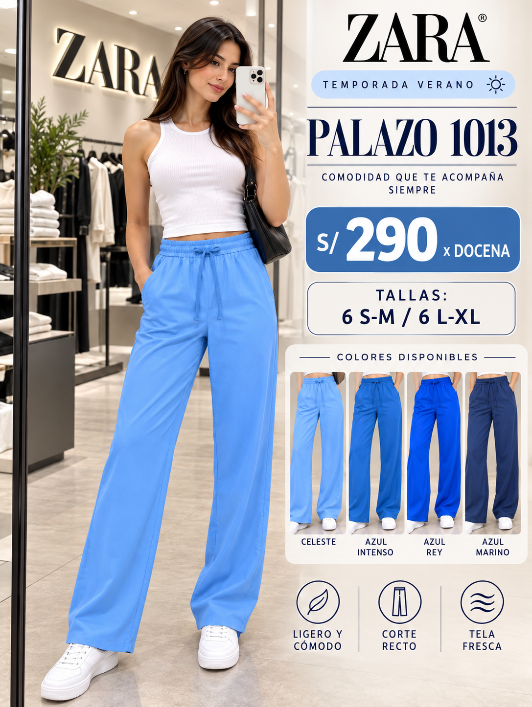 Palazo Tipo Jeans para Dama – Código 1013 - Imagen 2