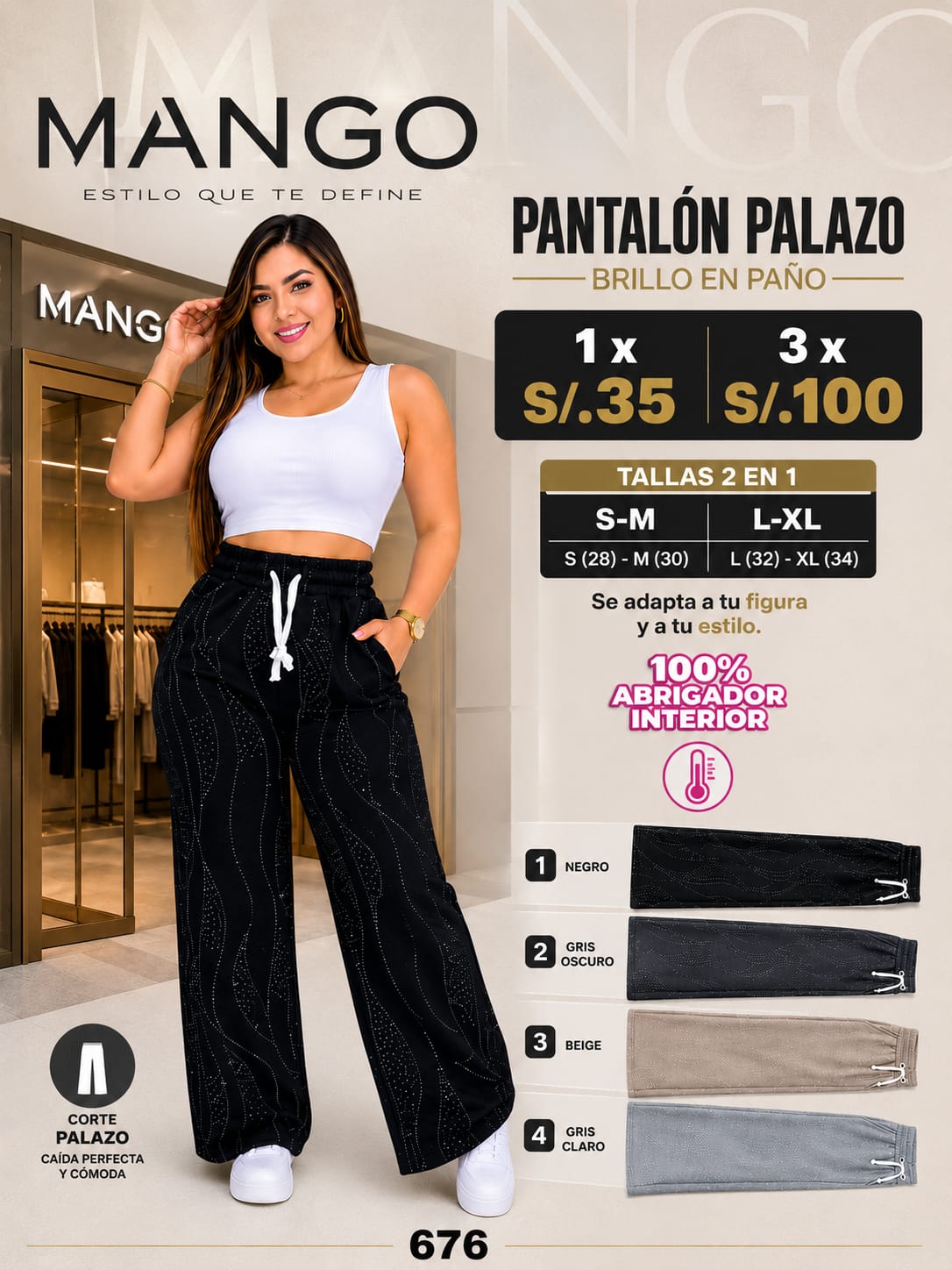 PALAZO PAÑO CON BRILLO – CÓD.676 - Imagen 4