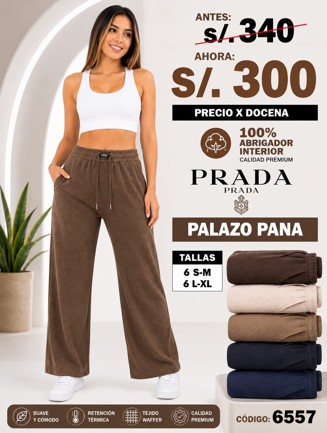 Pantalón Palazo Pana | 100% Abrigador Interior – Calidad Premium – Código 6557 - Imagen 2
