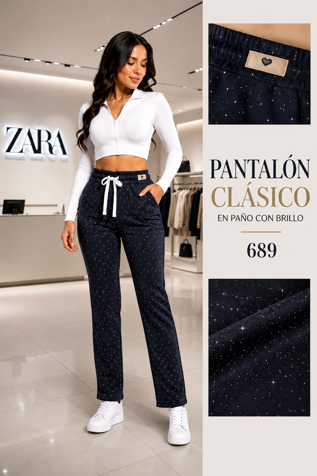 Pantalón Clásico en Paño con Brillo Premium – Código 689