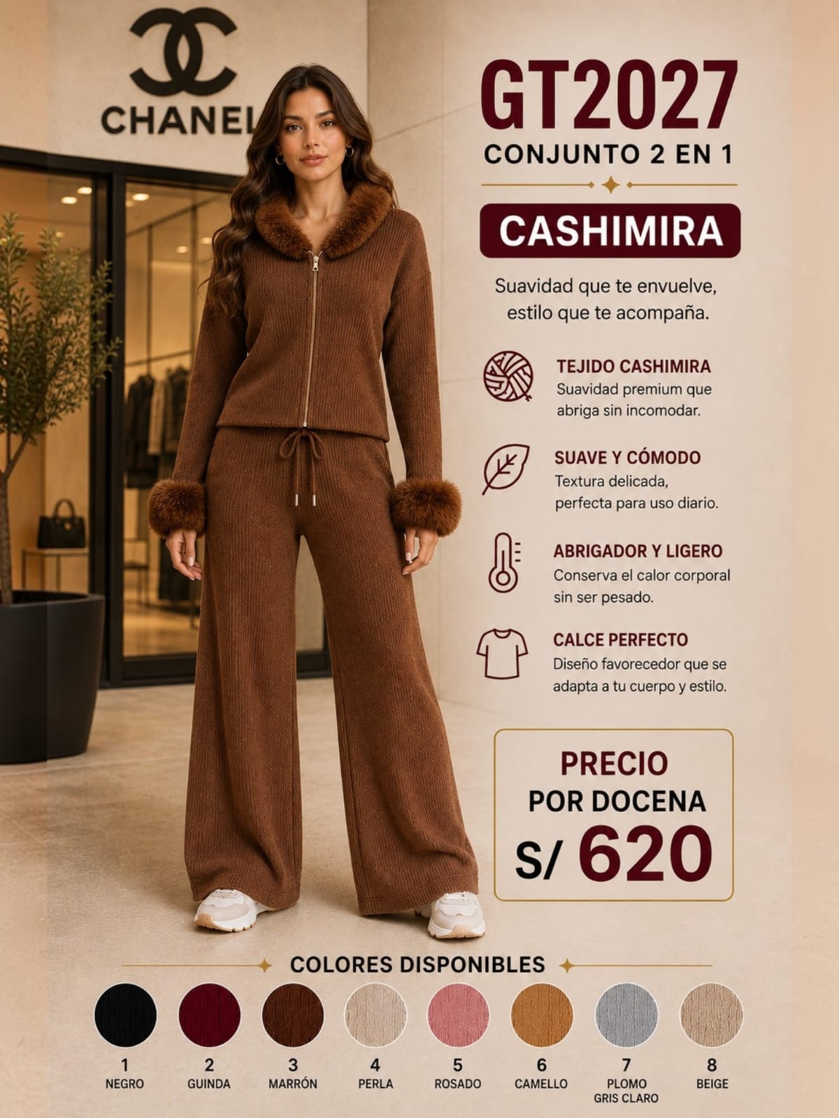 Conjunto 2 en 1 de Cashimira Premium – Abrigador y Ligero – Código GT2027 - Imagen 3