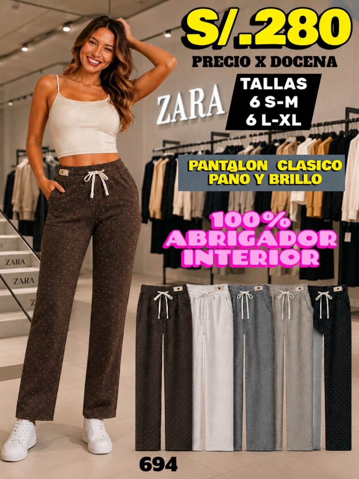 Pantalón Clásico de Paño con Brillo – 100% Abrigador | Cód. 694 - Imagen 3