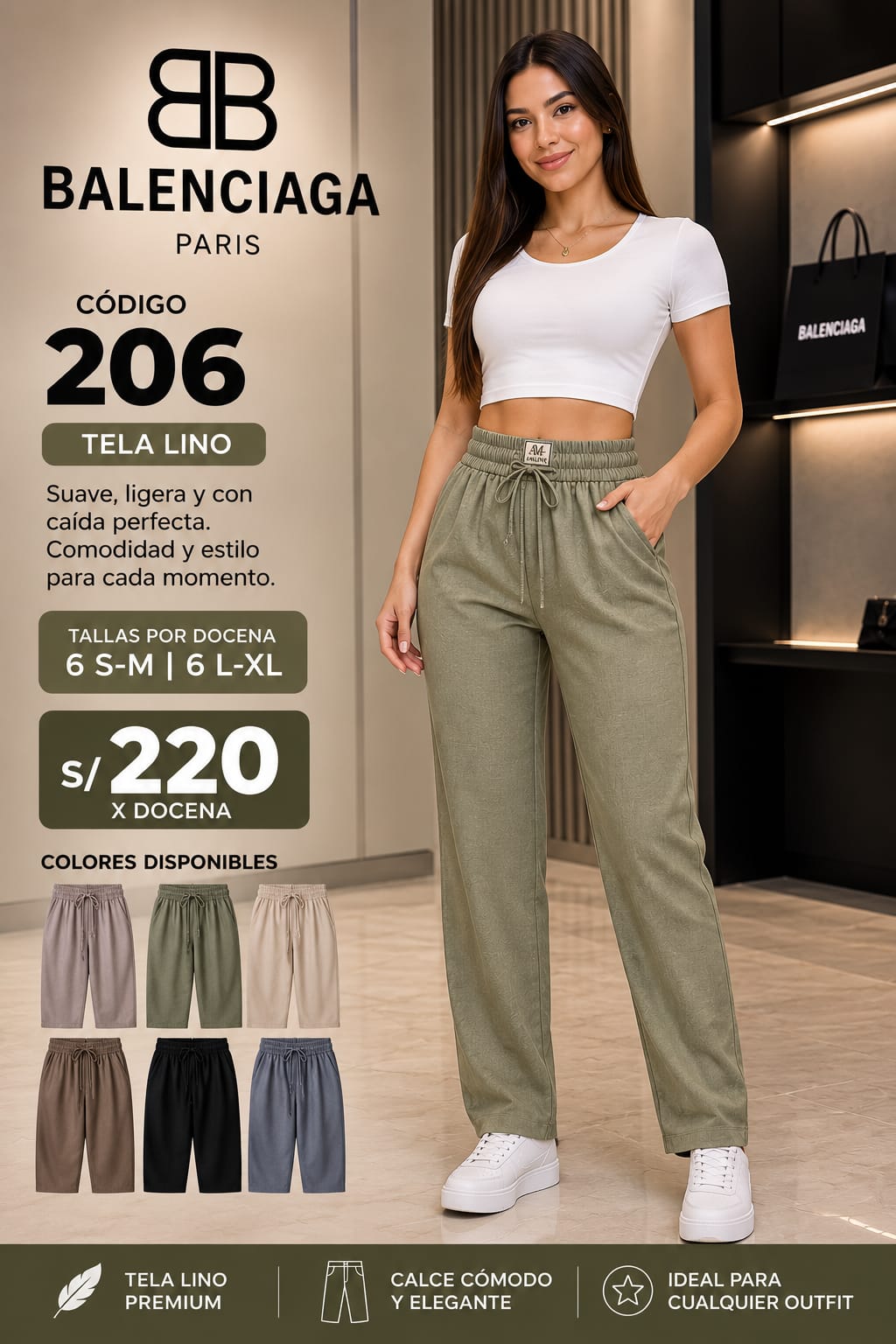 Pantalón de Lino Premium para Dama – Código 206 - Imagen 2