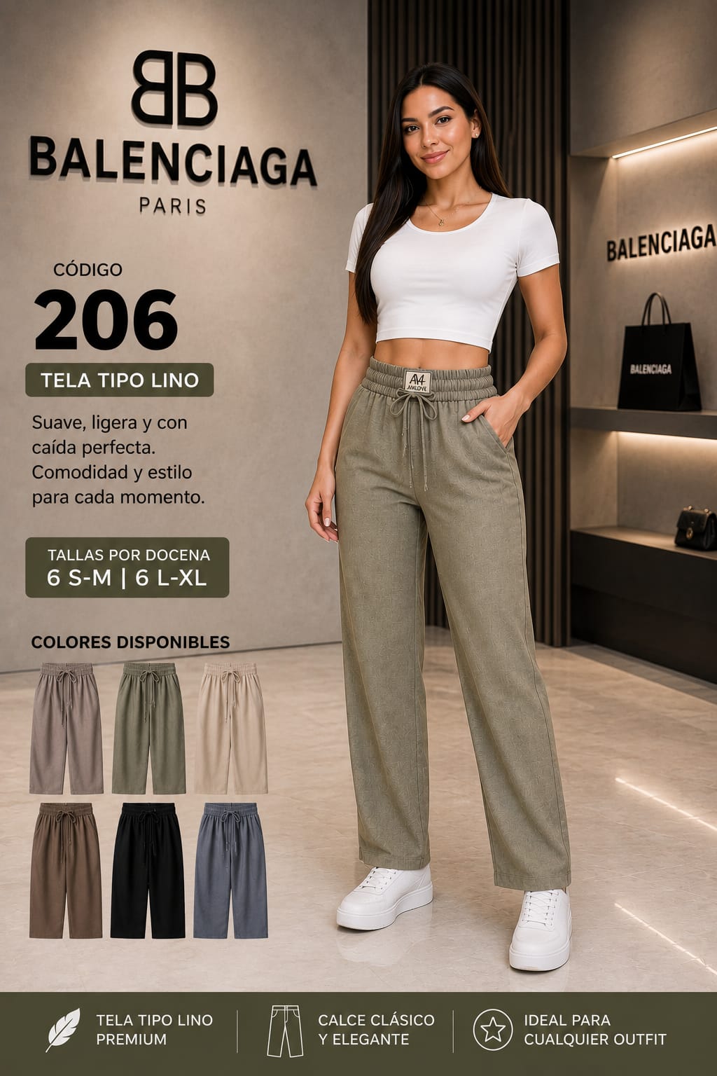 Pantalón de Lino Premium para Dama – Código 206
