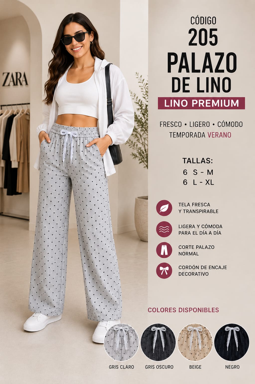 Palazo de Lino Premium para Dama – Código 205